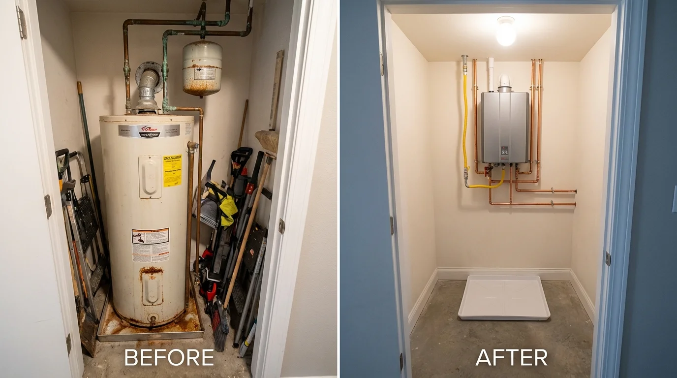 Tank water heater versus wall-mounted tankless unit comparison for Stafford, VA homeowners